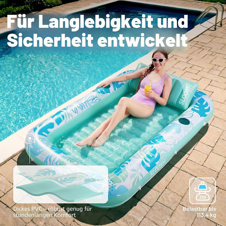 SLOOSH Aufblasbare Tanning Pool, 70" x 46"/ 85" x 57" Grosse aufblasbarer Luftmatratze für Erwachsen