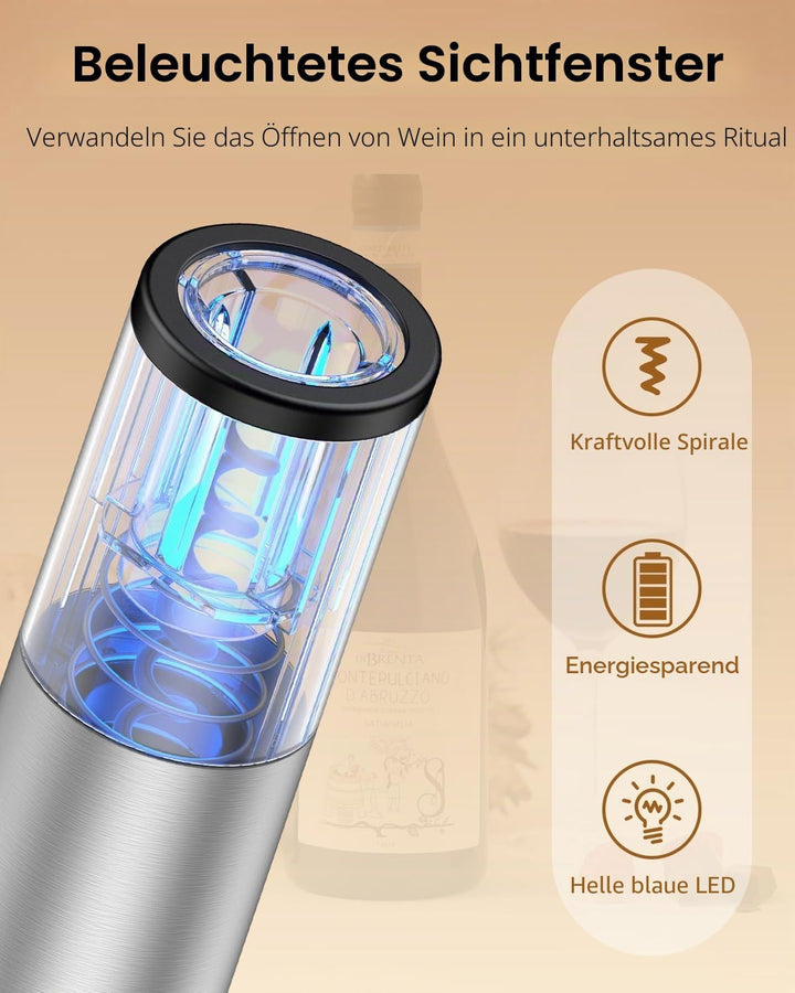 Pawfly Elektrischer Weinflaschenöffner mit Folien Schneider Batteriebetriebener Automatischer Weinöf