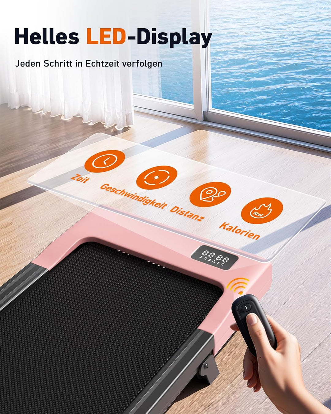DeerRun Walking Pad mit 6% Steigung, Unter-Schreibtisch-Laufband für Home Office und Zuhause, Kompak