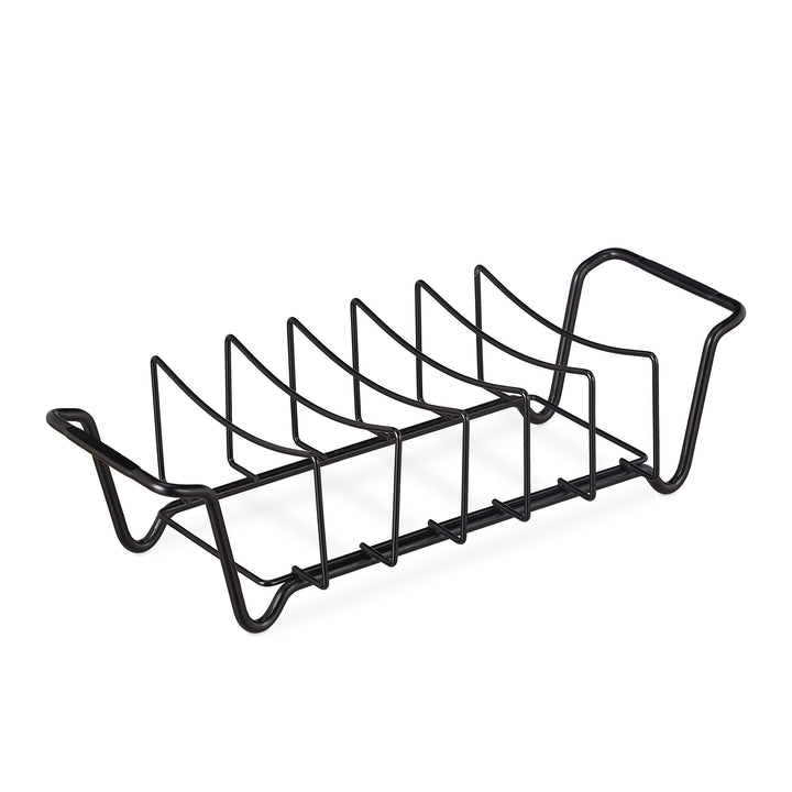 Relaxdays Rippchenhalter, Bratenkorb für den Grill, Carbonstahl, beidseitig, Grillfleischhalter für