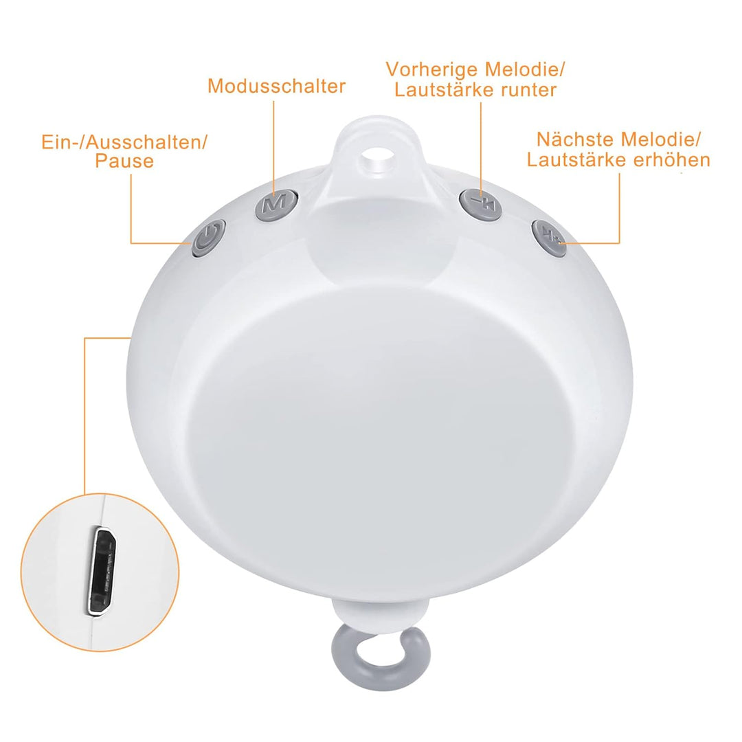 FITNATE Babybettwäsche Rotierende Spieluhr, Mobile Spieluhr, Baby Spieluhr mit 3 Aufkleber, eine 128