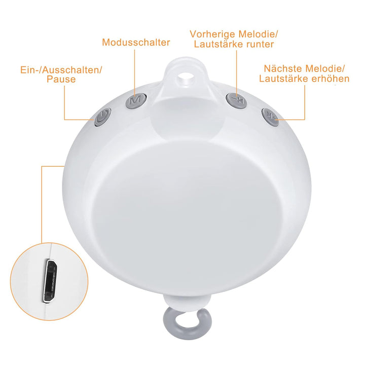 FITNATE Babybettwäsche Rotierende Spieluhr, Mobile Spieluhr, Baby Spieluhr mit 3 Aufkleber, eine 128