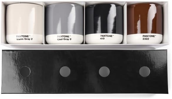 PANTONE Porzellan Latte Macchiato Thermobecher, 220ml, 4er-Set: Warm Gray 2 C, Cool Gray 2 C, Brown