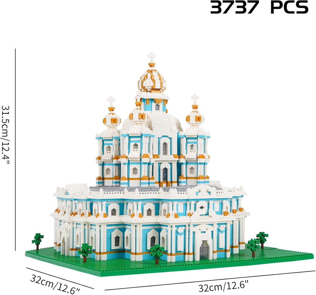 LULUFUN Smolny-Kathedrale-Baustein-Set, weltberühmtes Architektur-Modell-Spielzeug, Mini-Baustein-Ba