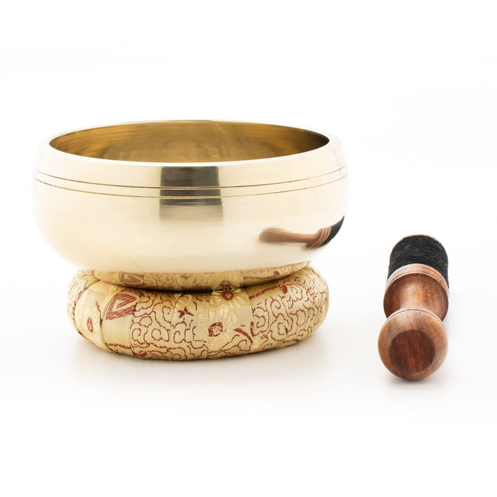 Klangschale Dhyani Buddha edel angefertigt für einen besonderen Anlass, inkl. cremefarbenen Ring sow