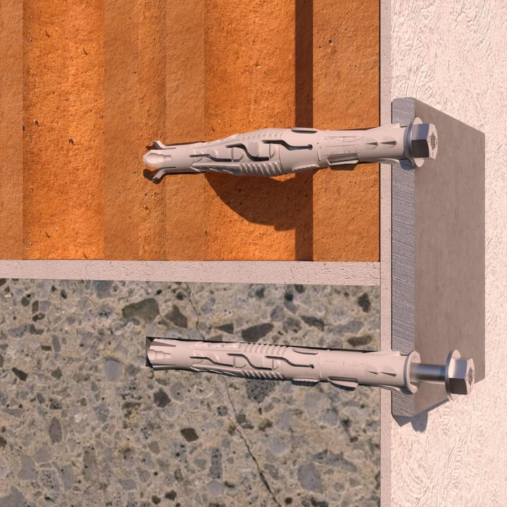 Index Fixing Systems t-nux E – Pack von 50 Universaldübel Hohe Leistung, Sechskantschraube (Beschich