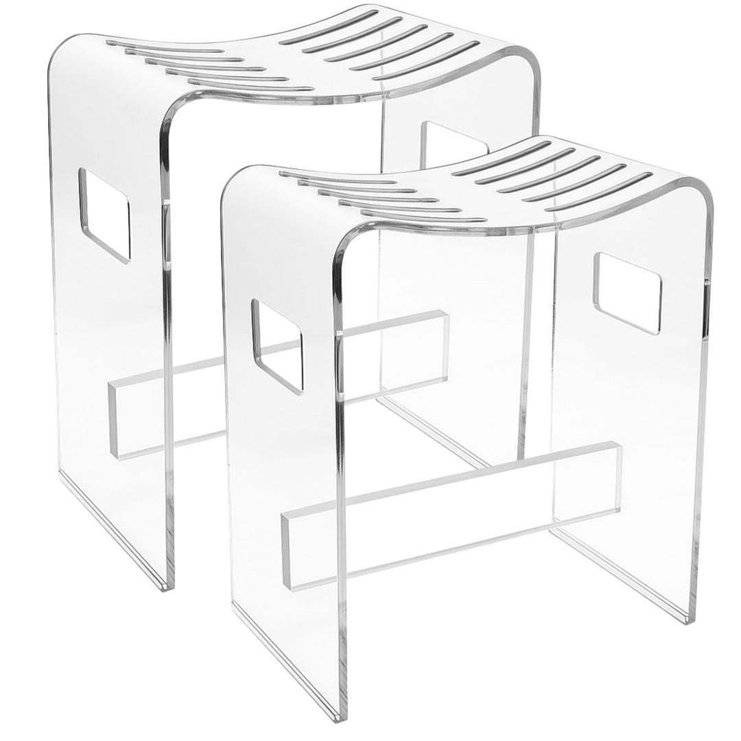 StarK Duschhocker 2 er Set modern aus klarem Acryl – Stabiler Duschstuhl bis 120 kg belastbar | Desi
