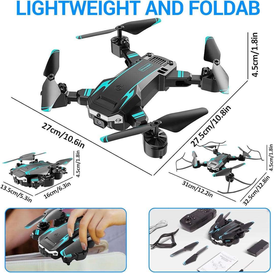 Drohne mit Dual-HD-Kamera für Anfänger, Faltbare Kinderdrohne, 3D-Flips, Ein-Knopf-Start/Landung, He