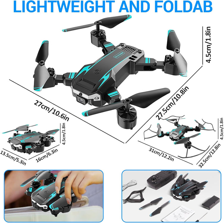 Drohne mit Dual-HD-Kamera für Anfänger, Faltbare Kinderdrohne, 3D-Flips, Ein-Knopf-Start/Landung, He