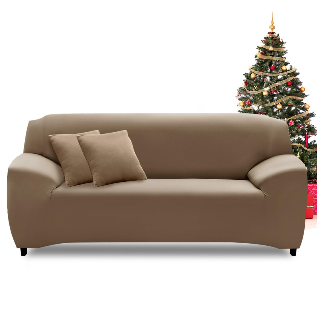 FIGOOO Sofabezug 2 Sitzer Stretch Sofabezüge mit Armlehnen Spandex Couchbezug Modern Anti-Rutsch Was