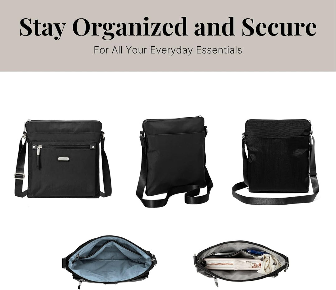 Baggallini Damen Go Bagg with RFID Phone Wristlet Crossbody Schwarz, Schwarz