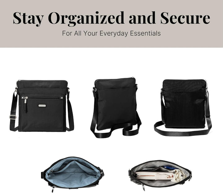 Baggallini Damen Go Bagg with RFID Phone Wristlet Crossbody Schwarz, Schwarz