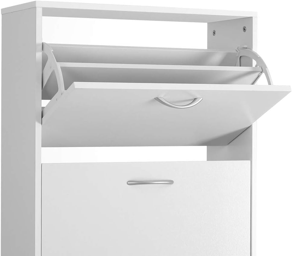 Casaria® Schuhschrank für 18 Paar Schuhe Schmal 115x60x25cm 3 Klappen Hoch Holz Geschlossen Kippsich