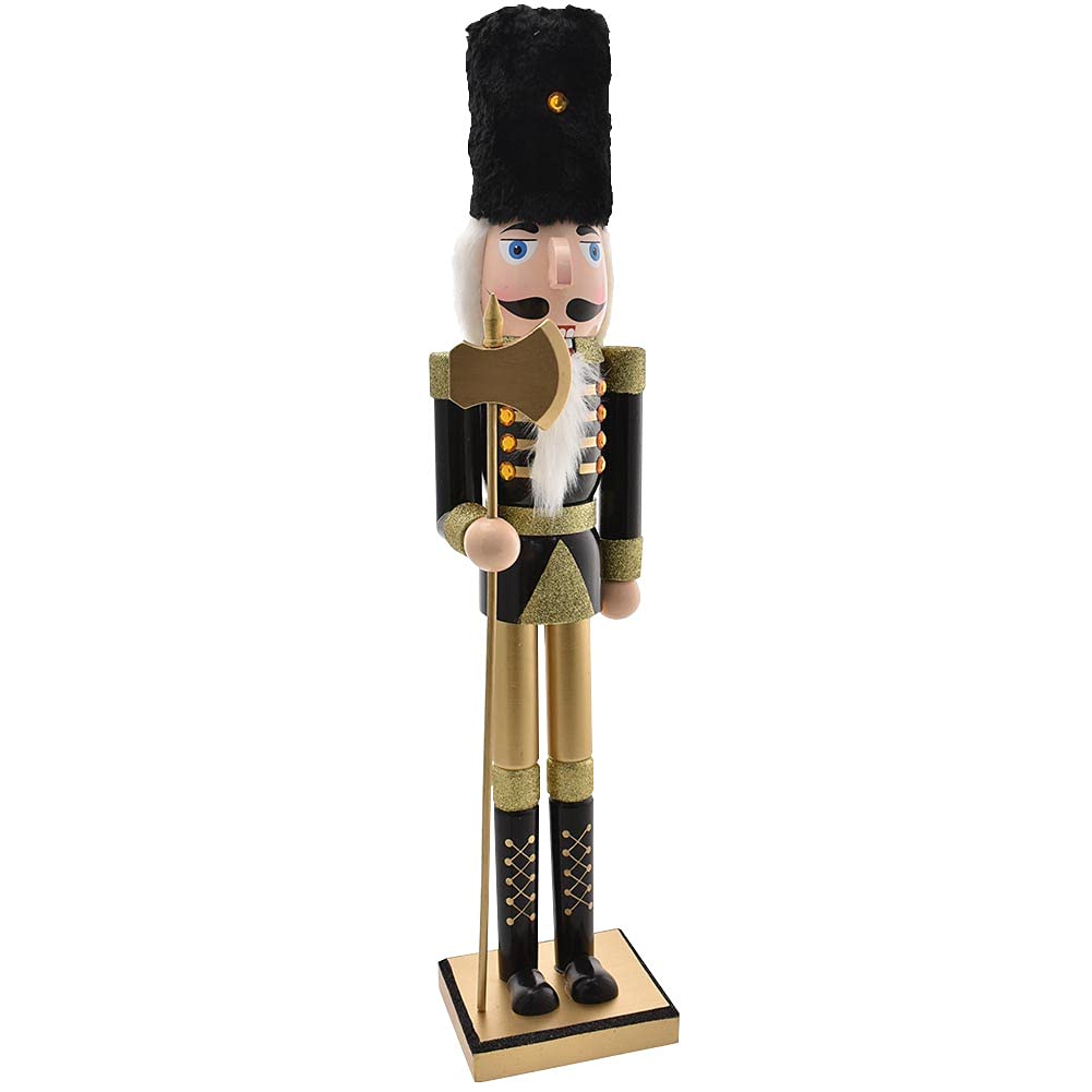 BAKAJI Riesiger hölzerner Nussknacker Soldat Weihnachtsnussknacker Höhe 106 cm Gemalte Kleider Bart