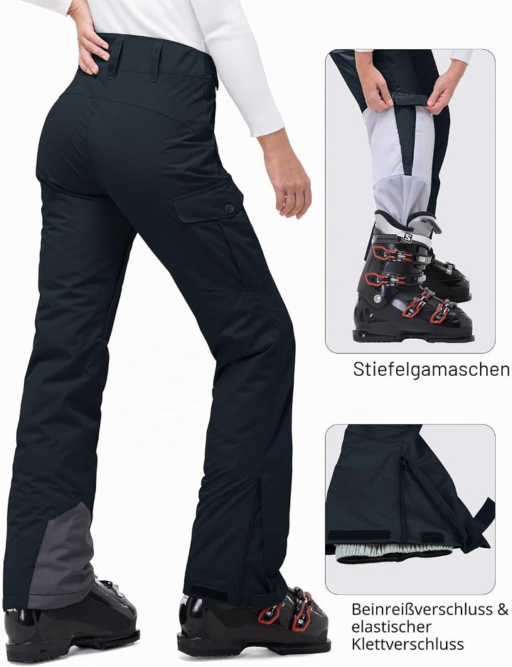 33,000ft Damen Skihose Outdoorhose Wasserdicht Winddichte Softshellhose Warme Gefütterte Thermohose
