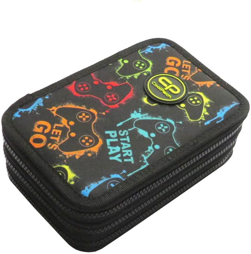 CoolPack XXL Federtasche, federmäppchen Junge, Federmappe Federmäppchen gross 44-teilig mit Aufnäher