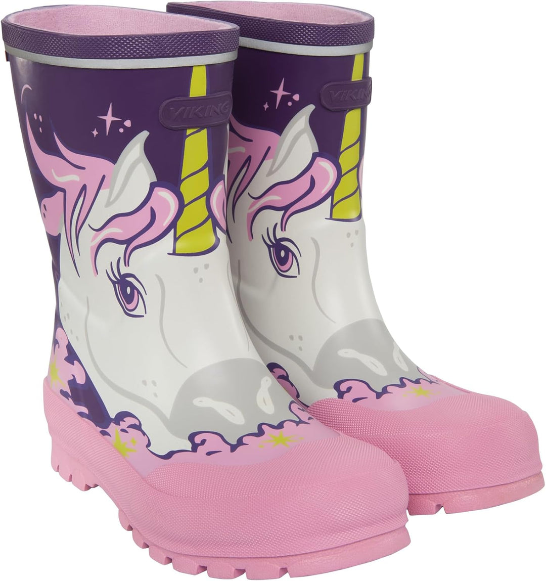 Viking Jolly Print Gummistiefel Unisex Kinder 24 EU Weit Purple Multi, 24 EU Weit Purple Multi