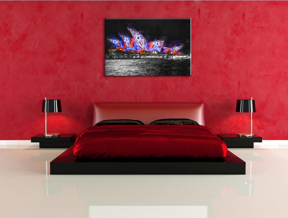 Dark beeindruckende Sydney Opera House Sternenbeleuchtung schwarz/weiss Deluxe Format: 100x70 cm auf