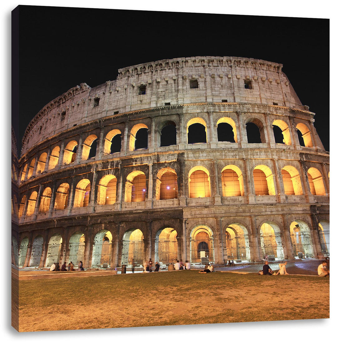 Pixxprint Colosseum in Rom Italien schwarz/weiss, Format: 70x70 als Leinwandbild, 70x70