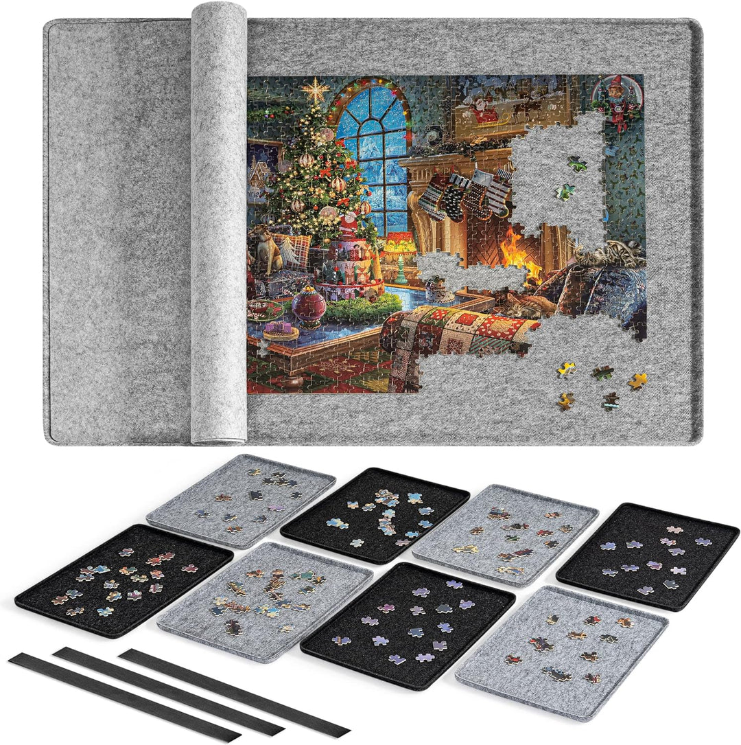 Lavievert Portable Design | Mit 8 Sortierschalen | Jigsaw Puzzle Board/Tischplatte mit Filzbezug/Mat