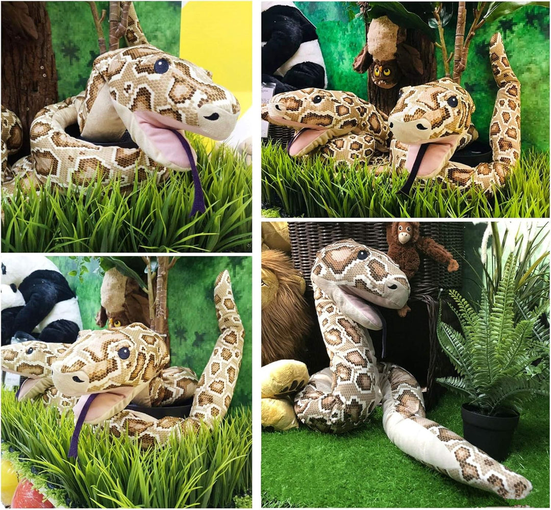 Tikwisdom 170CM High simulation Super long Brown python Soft Plush Toys, Large Stuffed Animals Hand