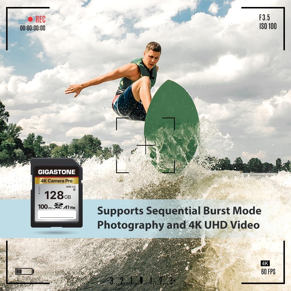 GIGASTONE 128GB SDXC Speicherkarte mit USB-Typ-C-Kartenleser, 4K Kamera Pro, bis zu 100 MB/s, für Vi