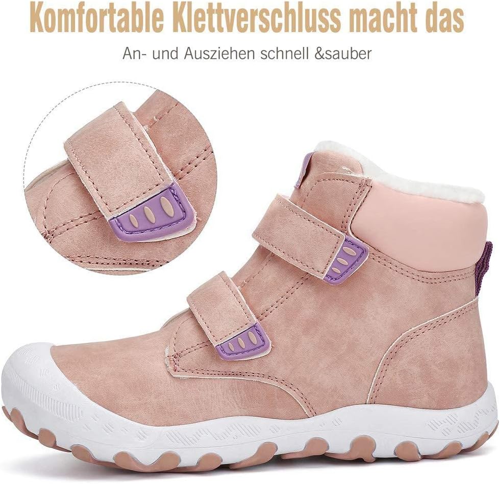 Mishansha Kinder Winterschuhe Gefüttert Winterstiefel für Jungen Mädchen Gr.24-38 25 EU Pink, 25 EU