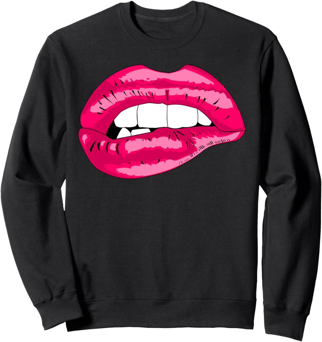 Sexy Lippen-Shirt für Damen, Lippen mit rosa Lippenstift Sweatshirt