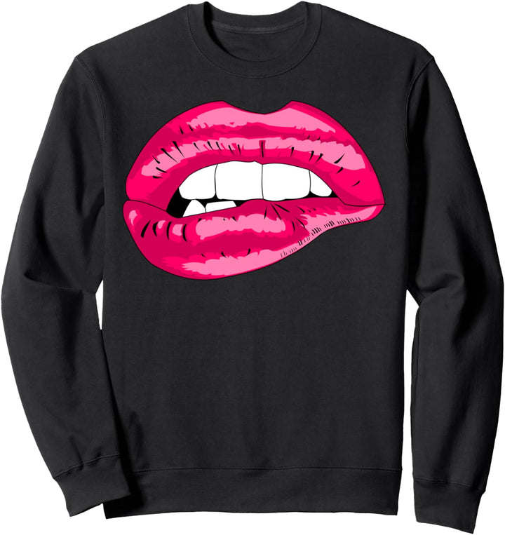 Sexy Lippen-Shirt für Damen, Lippen mit rosa Lippenstift Sweatshirt