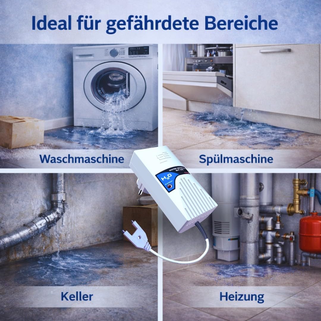 Schabus 300240 Wassermelder mit externem Sensor, netzbetrieben