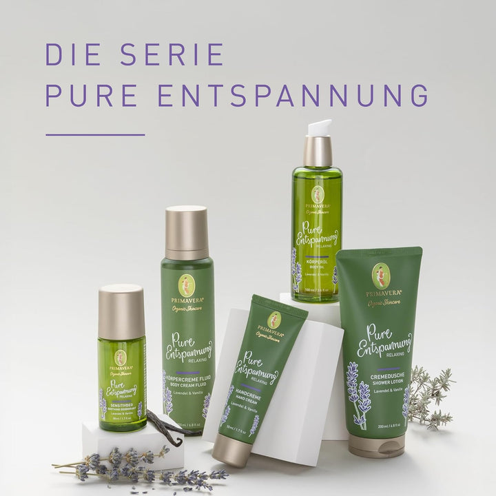 PRIMAVERA Pure Entspannung Körperöl 100 ml – Naturkosmetik – Lavendel, Vanille Duft – beruhigend, pf