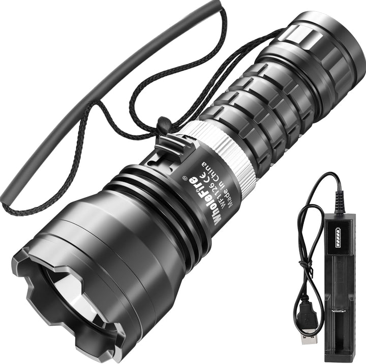 WholeFire Tauchlampe LED Extrem Hell 10000 Lumens, IPX8 Wasserdicht 50M Unterwasser Taschenlampe, XH