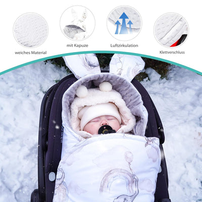 Einschlagdecke Babyschale Decke Kinderwagen - universal Baby Babydecke für Buggy Autositz Ganzjahres