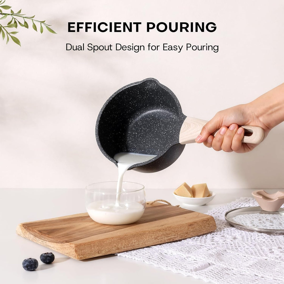 Kordisen Saucenpfannen-Set mit Deckel, 1,5 l &amp; 2,5 Qt Antihaft-Kochtöpfe mit Ausgiesser, leicht zu r