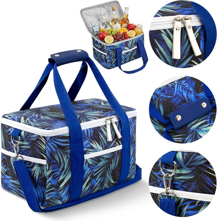 Grosse Thermo-Kühltasche 15L Isolierte Picknicktasche für Strand, Camping &amp; Einkauf. Faltbare Thermo
