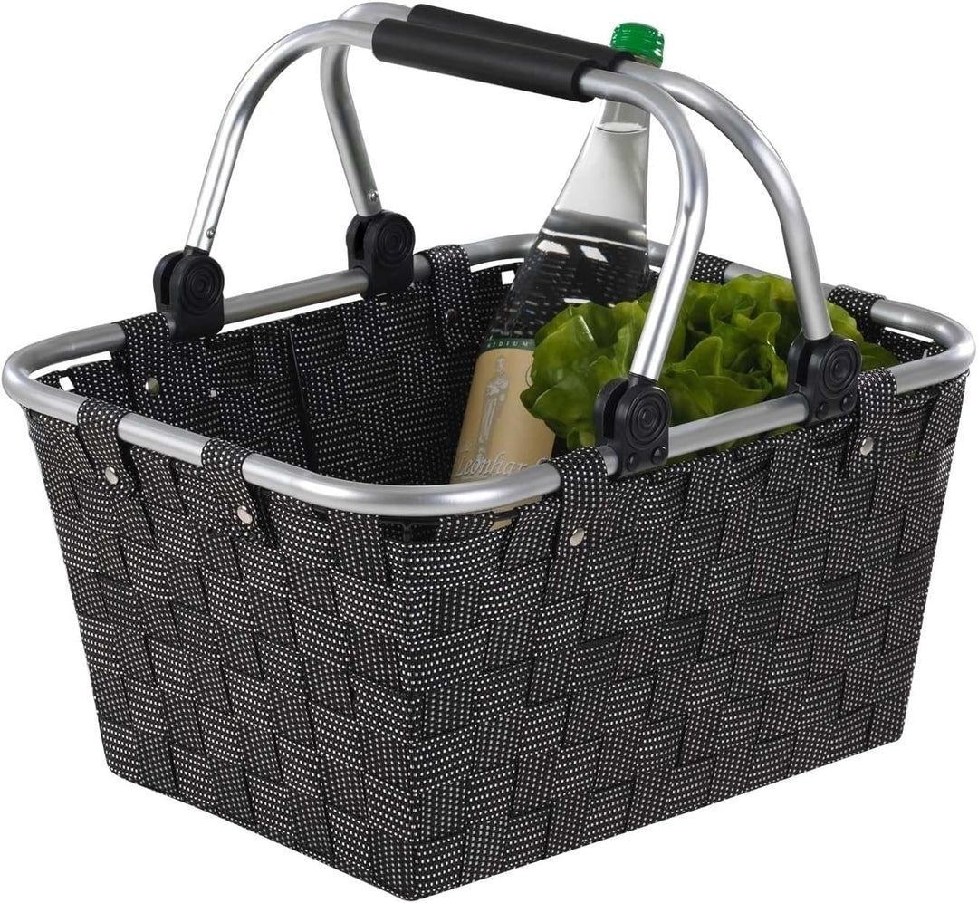 Home4You Einkaufskörbe 2er Set mit Griffen - 40 x 19,5 x 30 cm - Schwarz - Kunststoff - Einkaufstasc