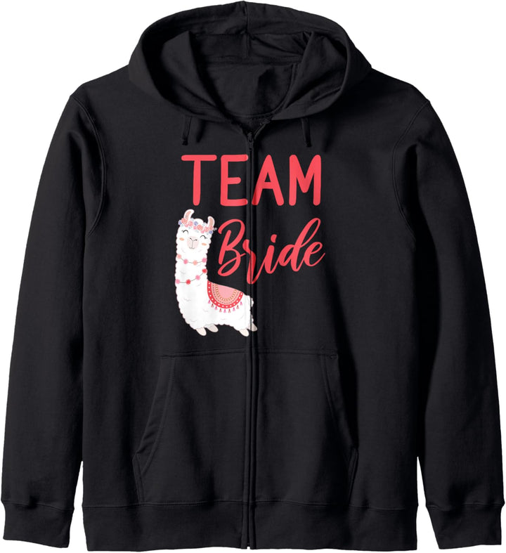 Damen Team Bride Braut Lama Alpaka Alpaca JGA Verlobung Kapuzenjacke
