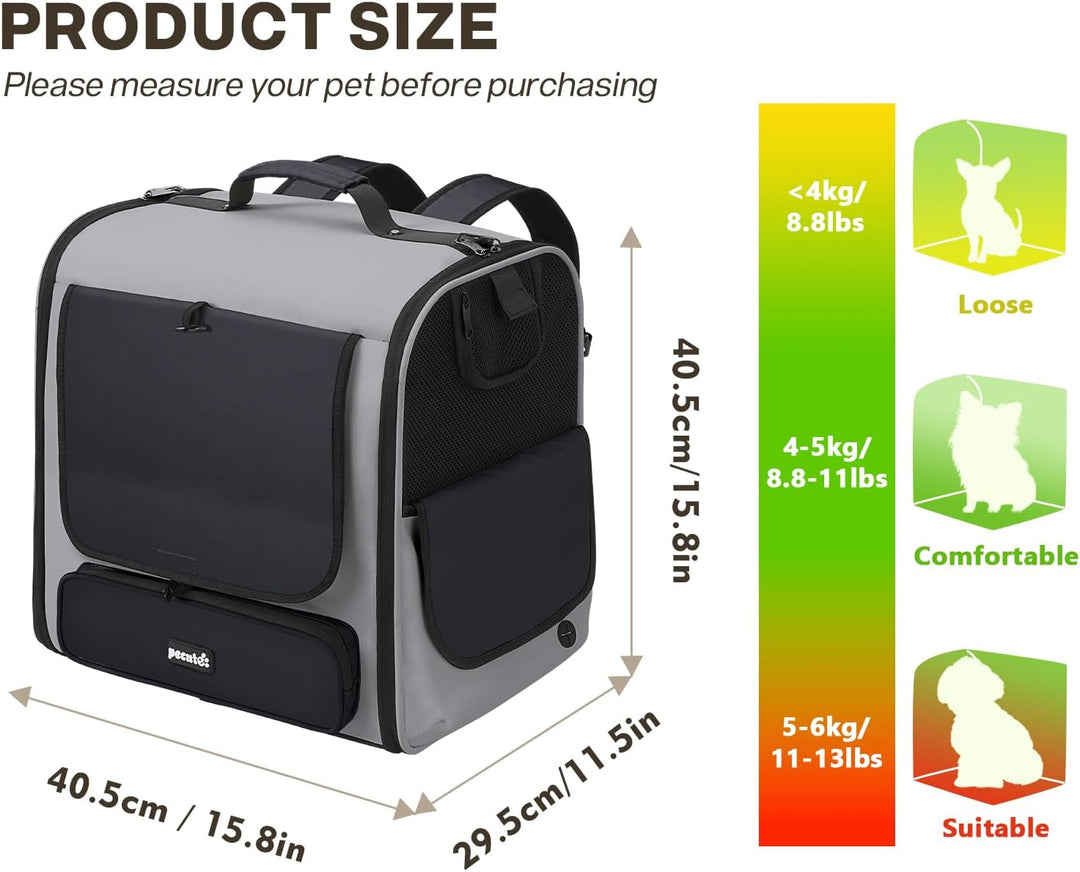 pecute Grosse Katzen Rucksack Tragetasche für Katzen & kleine Hunde, Belüfteter & robuster Haustier