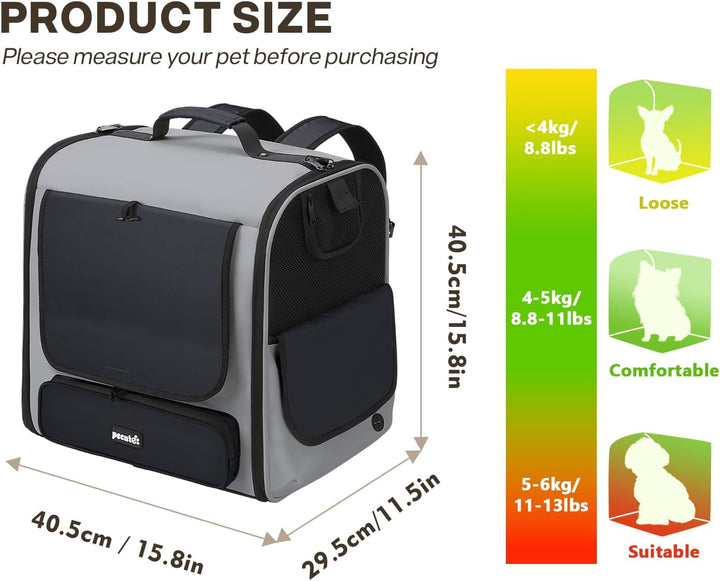 pecute Grosse Katzen Rucksack Tragetasche für Katzen & kleine Hunde, Belüfteter & robuster Haustier
