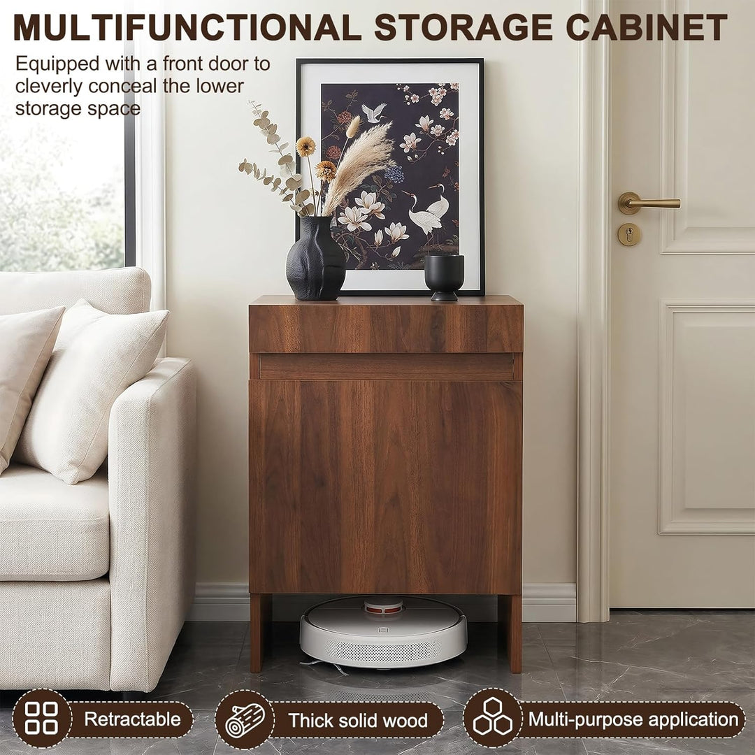Robot Vacuum Storage Cabinet with Doors Robot Vacuum Cabinet with Pull-Out Top Wood Freestanding Rac