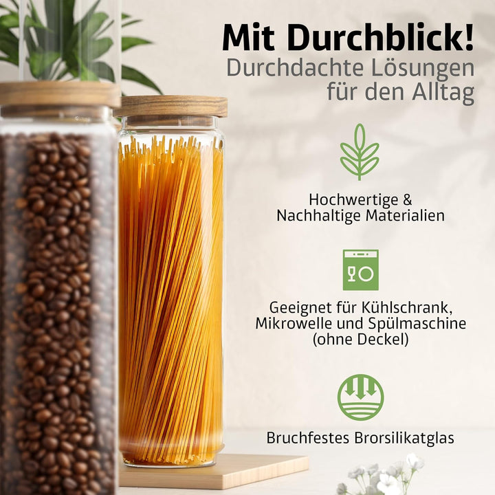ElbFuchs® Vorratsgläser mit Deckel luftdicht NEU | 2x 1500ml [BPA-FREI & MOTTENSICHER] Vorratsdosen