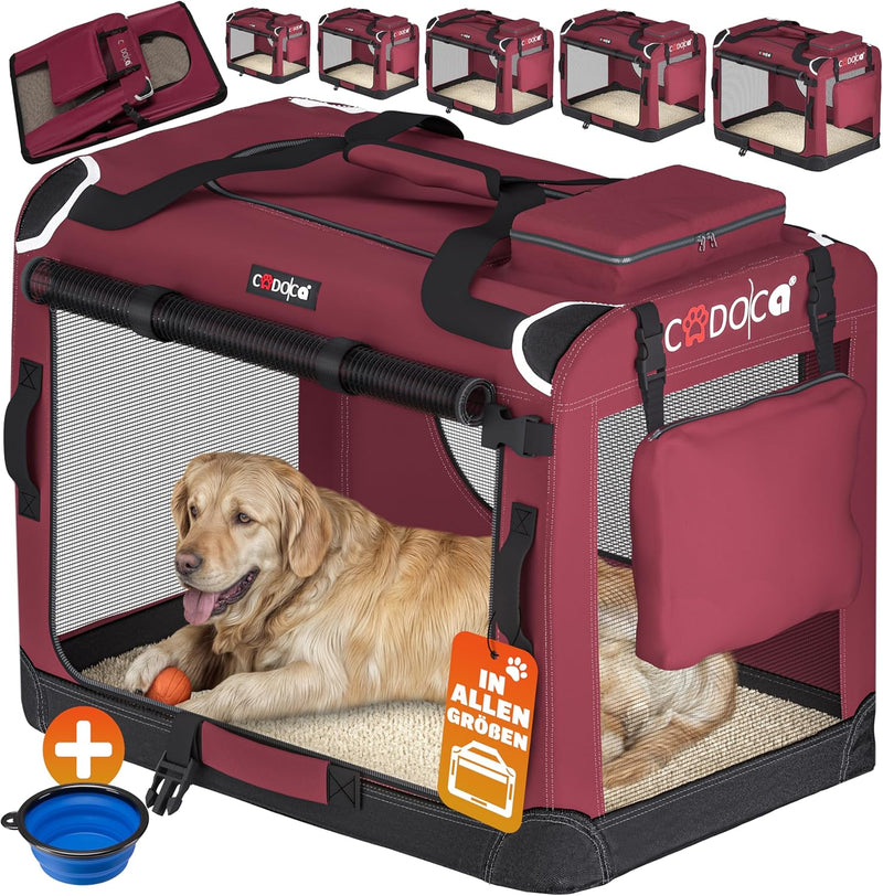 CADOCA® Hundebox faltbar Transportbox XXXL 101x70x70cm robust atmungsaktiv Transporttasche Auto Rück