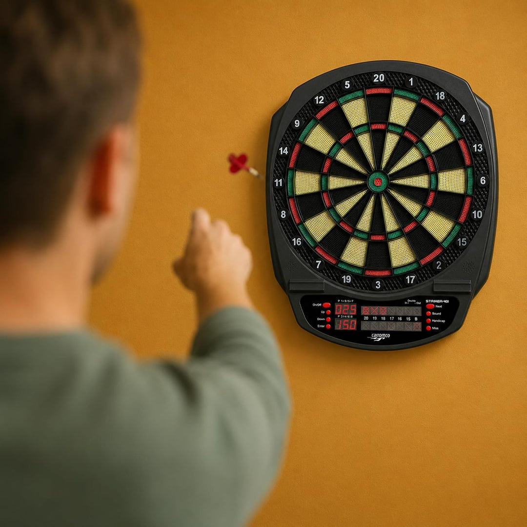 Carromco 92445 Dartboard STRIKER-401 - Elektronische Dartscheibe mit Pfeilen, Dart Set für 44204 Spi