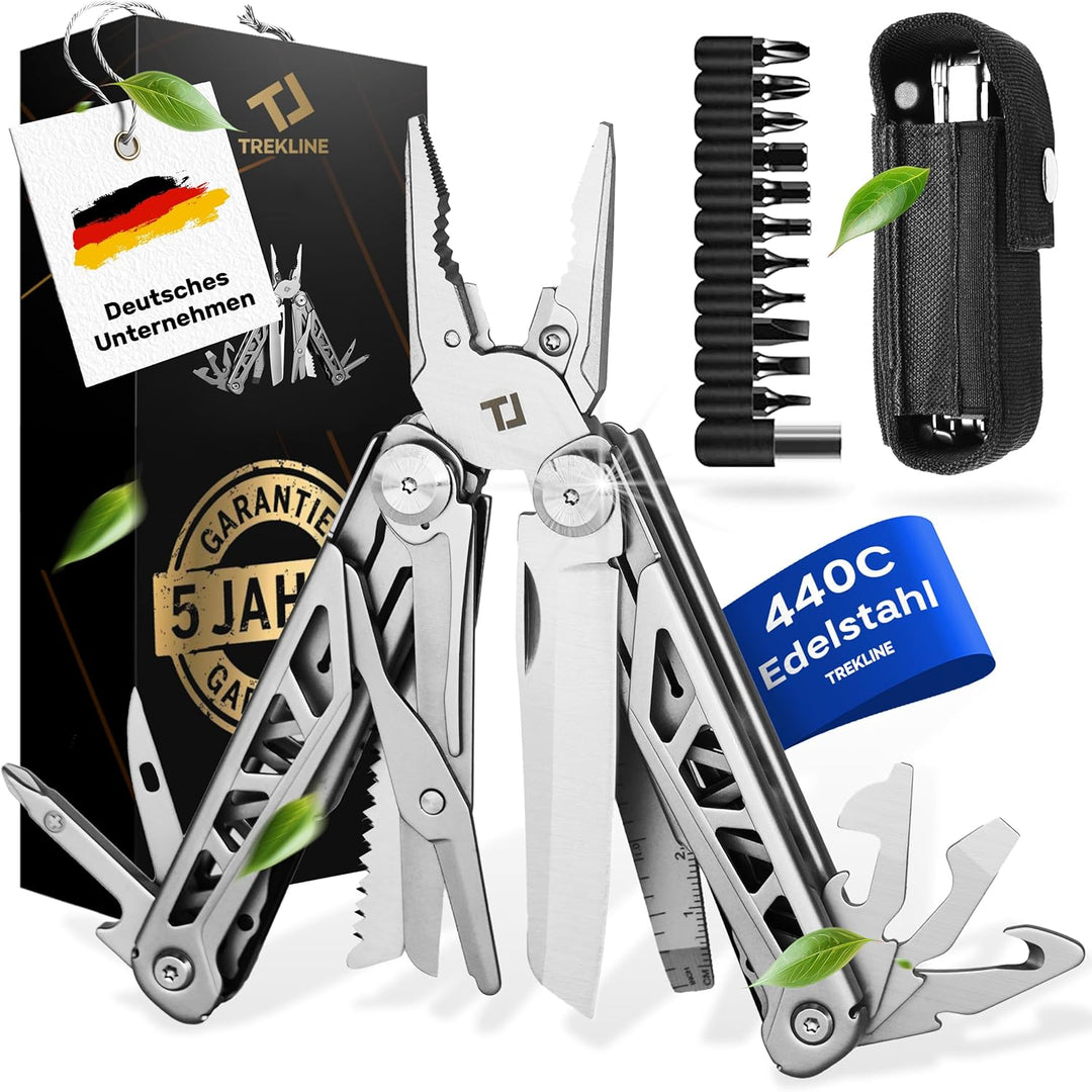 TREKLINE Premium Multitool Werkzeug [rostfreier Edelstahl] Survival Multifunktionsmesser perfektes C