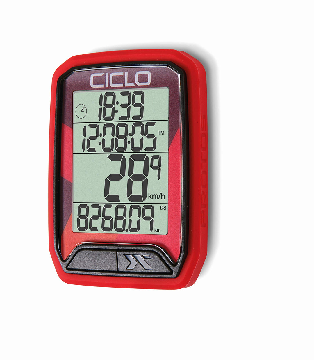 CICLO PROTOS 213 drahtloser Fahrradcomputer, mit 13 Funktionen in rot, in rot
