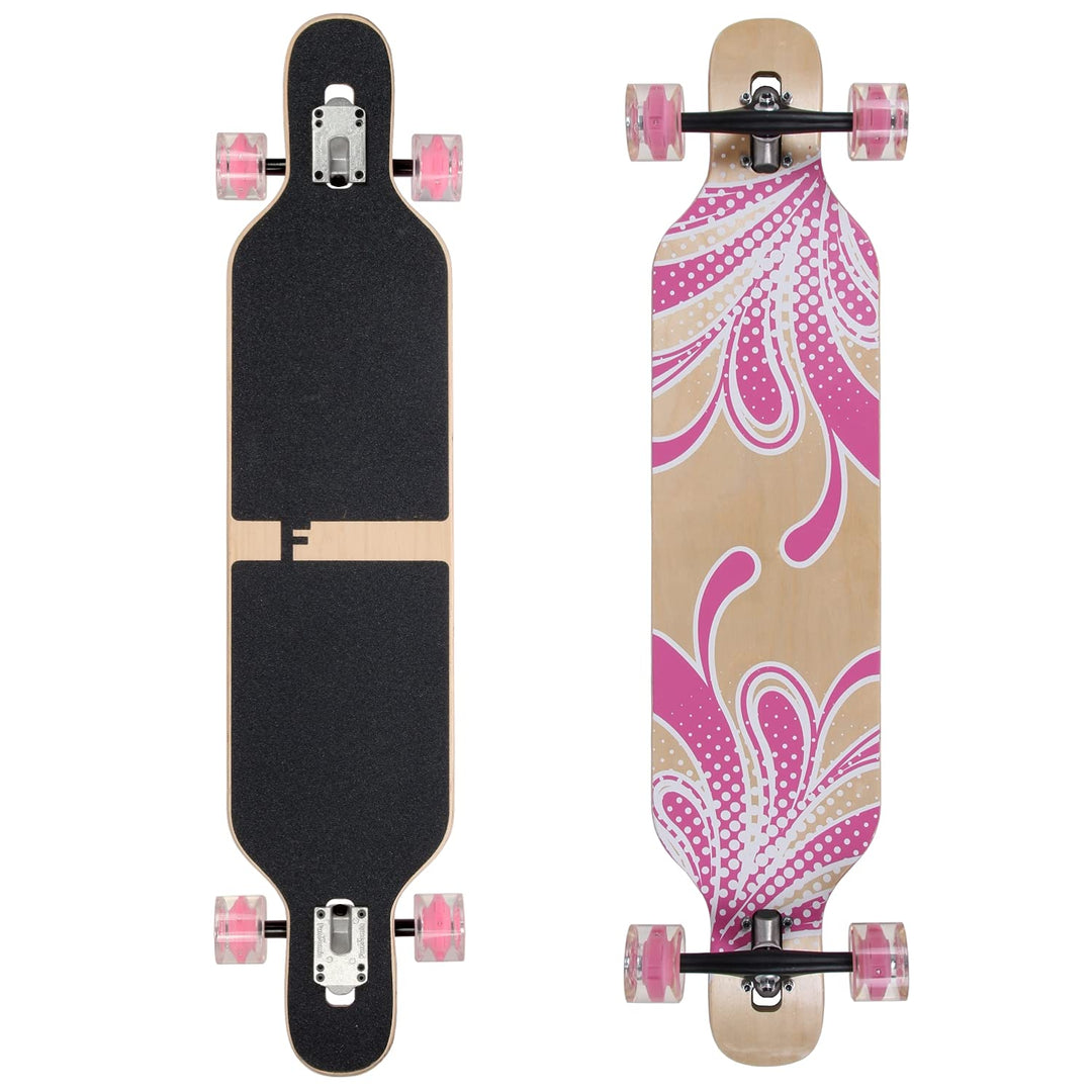 FunTomia Longboard mit 3 Flex Stufen Drop Through Cruiser Komplettboard Mach1 Speed Kugellager T-Too