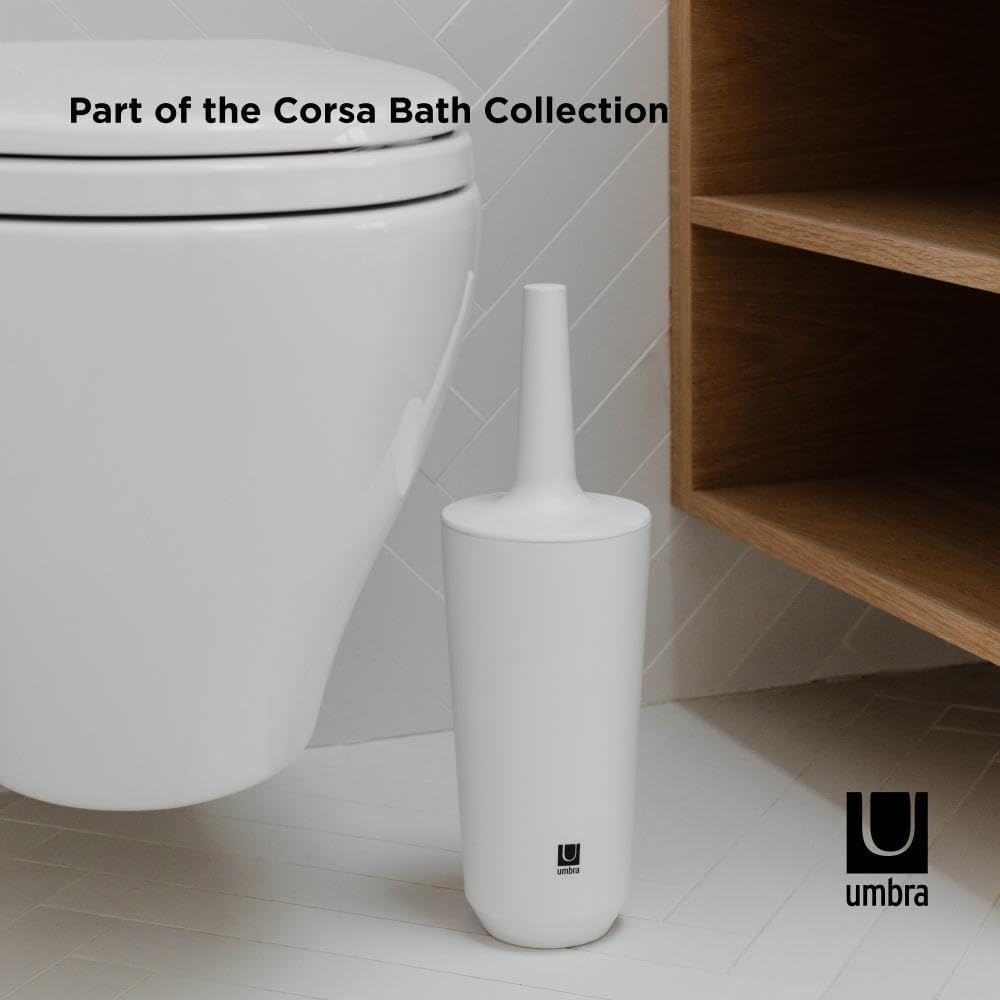 Umbra 1004478-660 Corsa Toilet Brush, WC-Büstenhalter aus Keramik, Weiss Toilettenbürstenhalter Weis