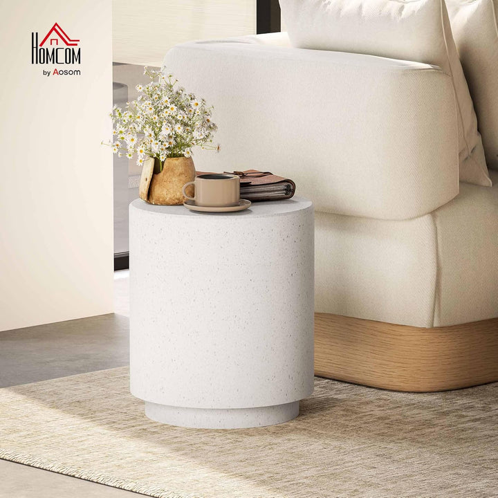 HOMCOM Beistelltisch Rund Nachttisch mit Beton-Optik, Couchtisch mit Fussstützen Wohnzimmertisch Sof