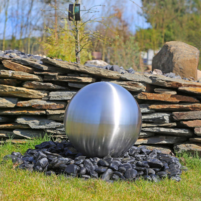 CLGarden Rostfreie Kugel aus matt gebürstetem Edelstahl mit 38cm Durchmesser für Springbrunnen Garte