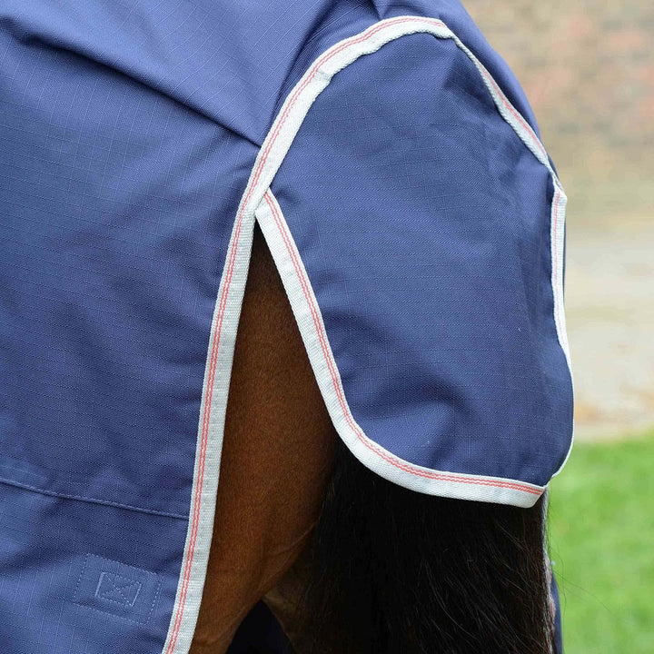 Weatherbeeta Comfitec Essential Combo Schwere Pferdedecke mit langem Hals, Navy/Silver/Red Dunkelbla